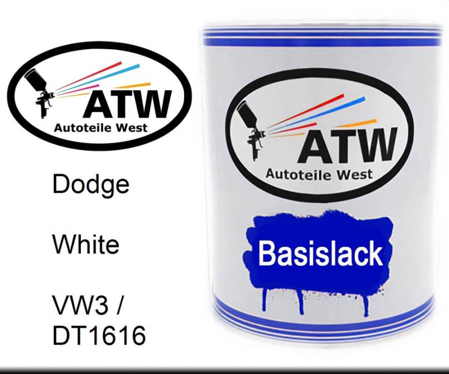 Dodge, White, VW3 / DT1616: 1L Lackdose, von ATW Autoteile West.